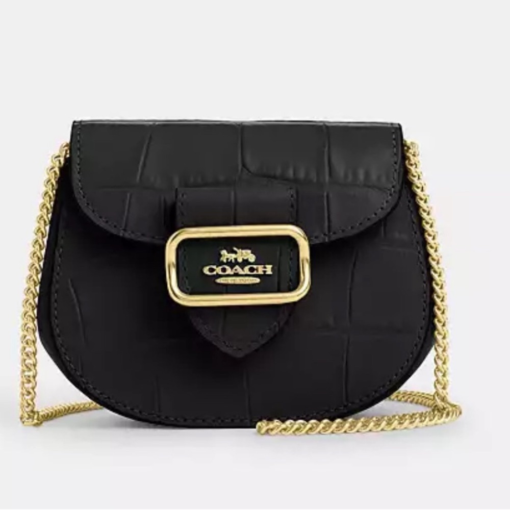 NWT COACH Morgan Card Case On A Chain crocodile embossed-CN379